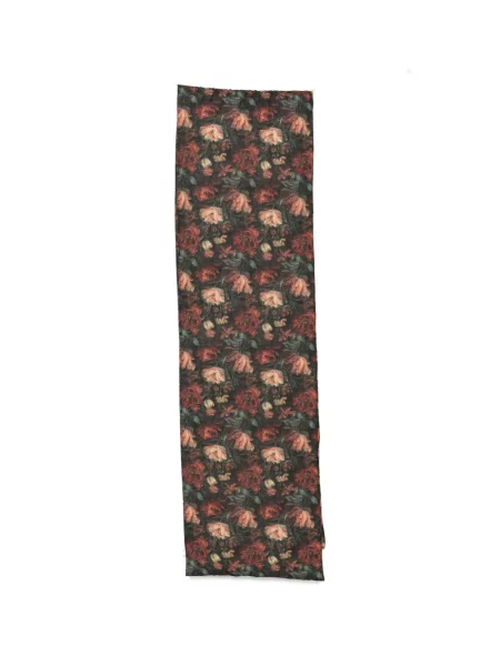 Fular R13 cu model floral cu imagine negru