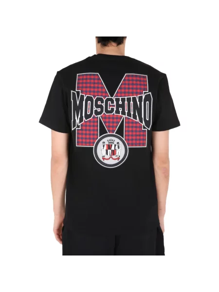 Koszulka Moschino z okrągłym dekoltem z logo czarna