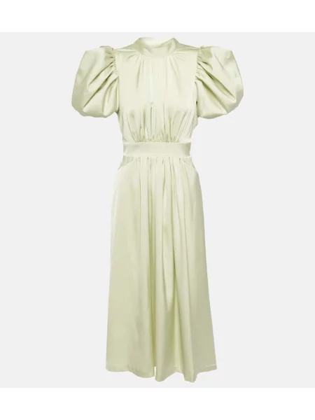 Rochie midi Rotate din satin până la genunchi de costum verde