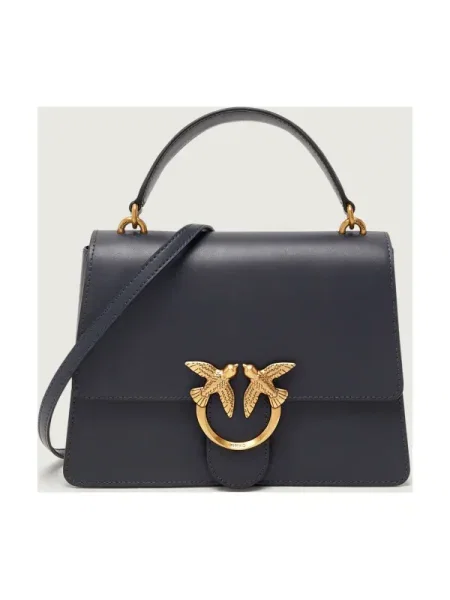 Geanta de piele Pinko din piele gri