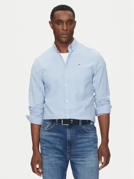 Tommy Jeans Πουκάμισο Stretch Oxford Γαλάζιο