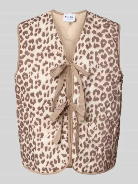 Kamizelka o kroju regular fit z mieszanki bawełny i lnu model ROMI' Villa Sophie beżowa