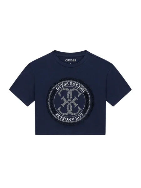 Guess Póló Sötétkék Relaxed Fit fehér