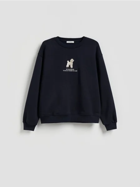 Reserved Mikina s výšivkou tmavomodrá