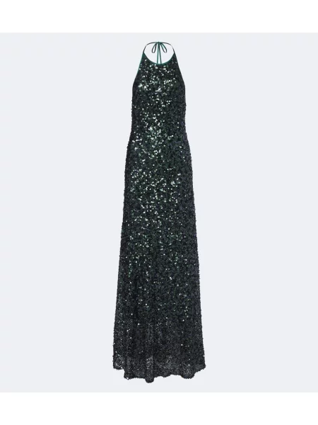 Rochie Christopher Esber cu gât halter cu spatele deschis verde