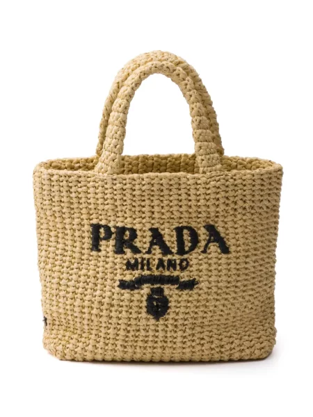 Geantă de plajă Prada cu broderie de paie