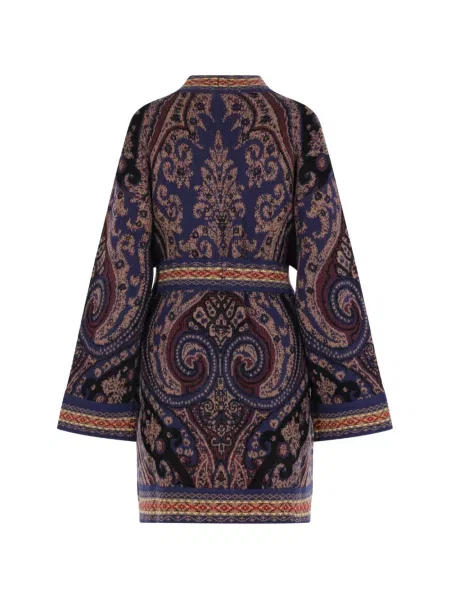 Cu centură geacă Etro cu model paisley albastru