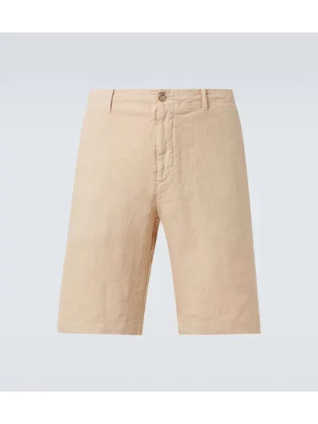 Lněné bermudy Fedeli béžové