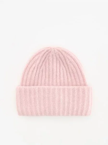 Reserved Căciulă cu amestec de lână roz-pastel roz