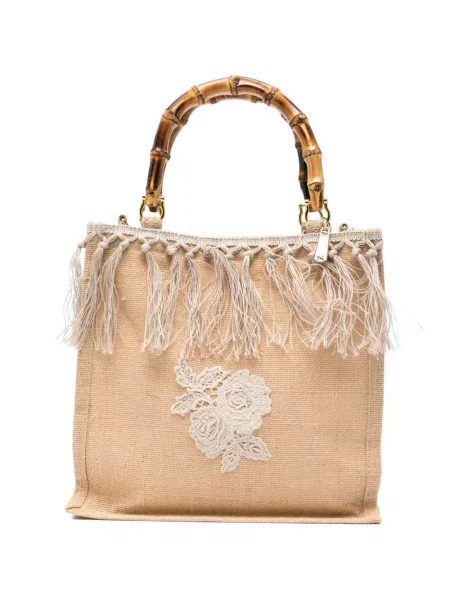 Geantă de mână La Milanesa cu franjuri din bambus