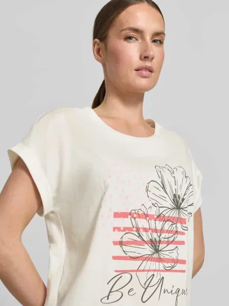 T-shirt z przyszytą zakładką na rękawach model RINA' Soyaconcept różowa
