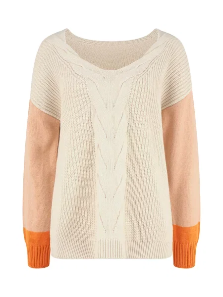 LASCANA Pulover Braid crem deschis portocaliu