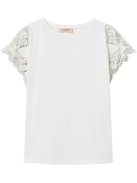 Tricou Twinset din dantelă roz