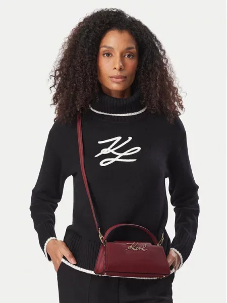 Karl Lagerfeld crossbody torba za žene od kože K/SIGNATURE crvena