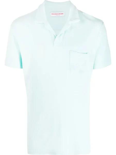 Къс хавлиени поло тениска Orlebar Brown синьо