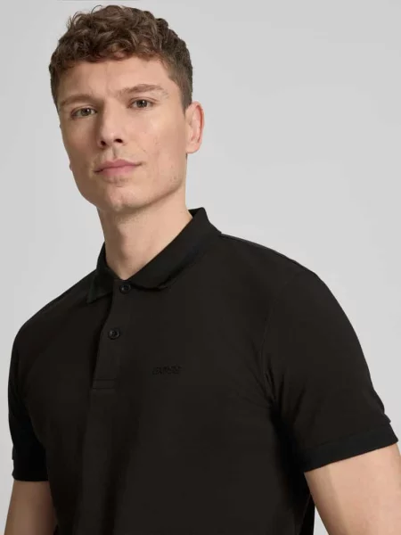 Koszulka polo o kroju regular fit z czystej bawełny model PIO 1' Boss Green czarna