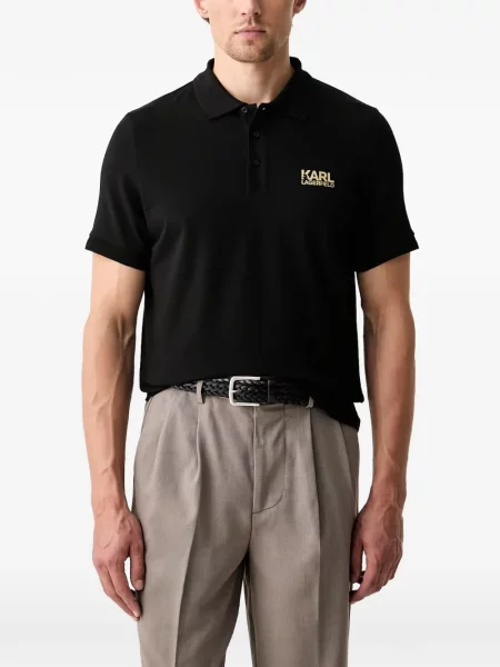 Tricou polo Karl Lagerfeld cu imagine negru
