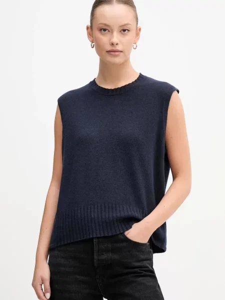 United Colors of Benetton kamizelka z dodatkiem wełny granatowy lekki