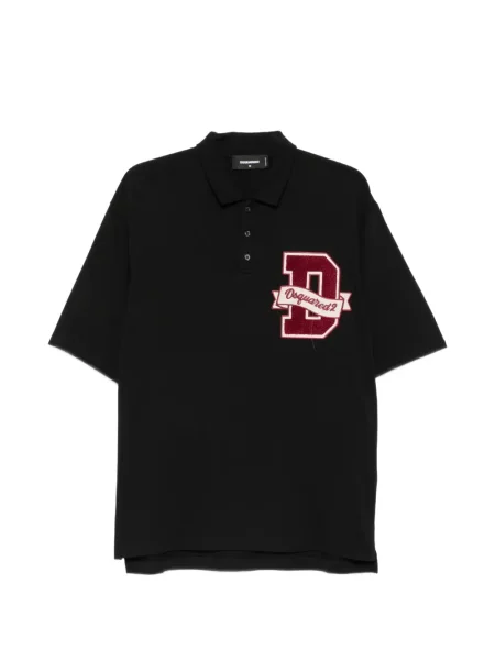 Tricou polo Dsquared2 cu autograf negru