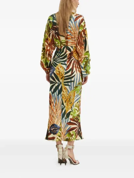 Rochie Never Fully Dressed cu imagine cu decolteu în V de costum verde