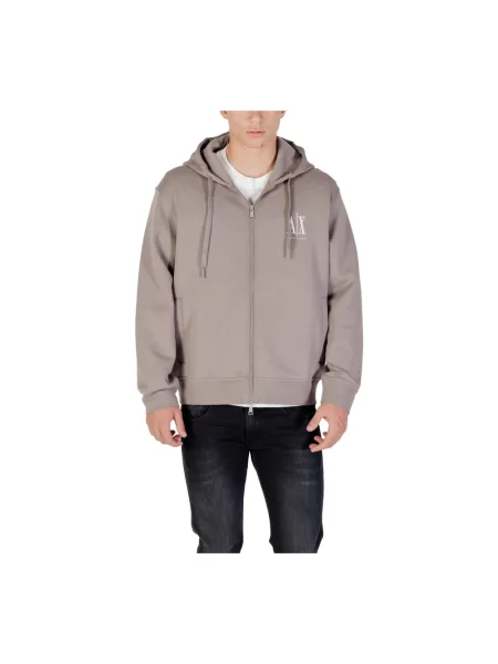 Bluza z kapturem Armani Exchange z kapturem beżowa