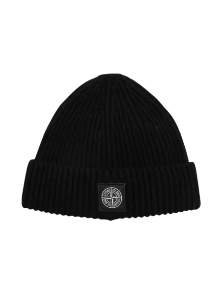 Czapka Stone Island wełniana z kamieniami czarna