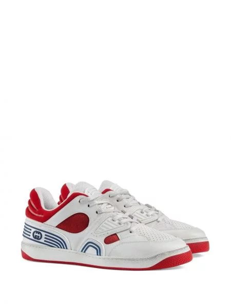 Sneakersy Gucci Basket sznurowane koronkowe białe