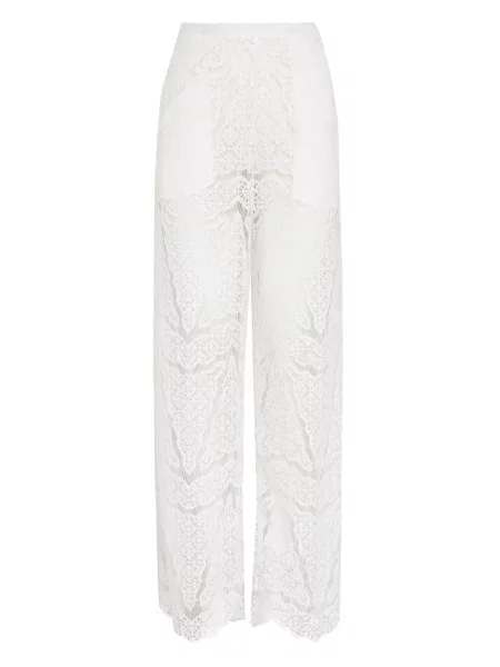 Pantaloni Amir Slama din dantelă alb