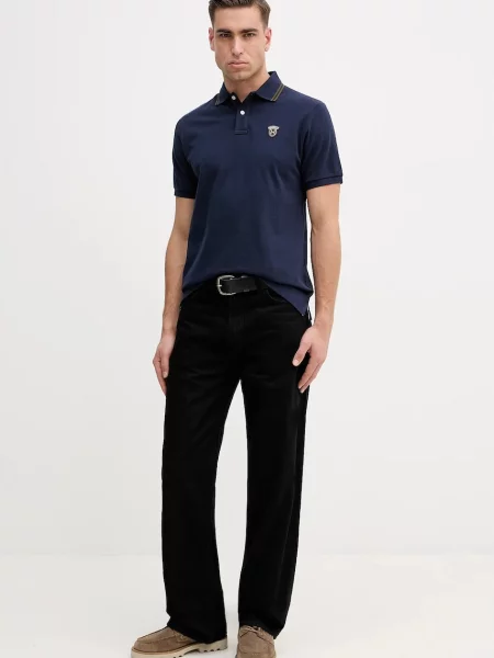 Однотонное поло Hackett London синее