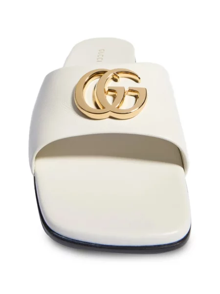 Sandale Gucci din piele fără toc alb
