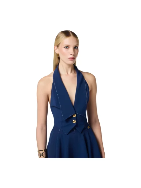 Kamizelka Elisabetta Franchi z krepy niebieska