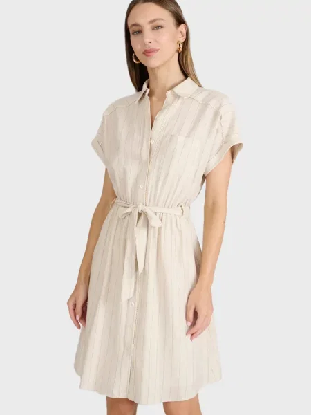 Смугаста сукня Naf Naf біла