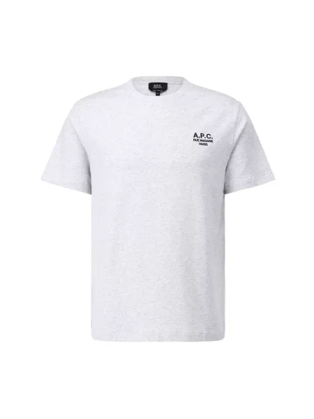 Koszulka A.p.c. z logo z dekoltem w kształcie litery U szara
