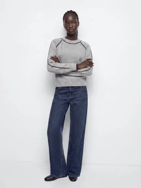 Sweter z lureksem jasnoszary Teen XS MANGO TEEN