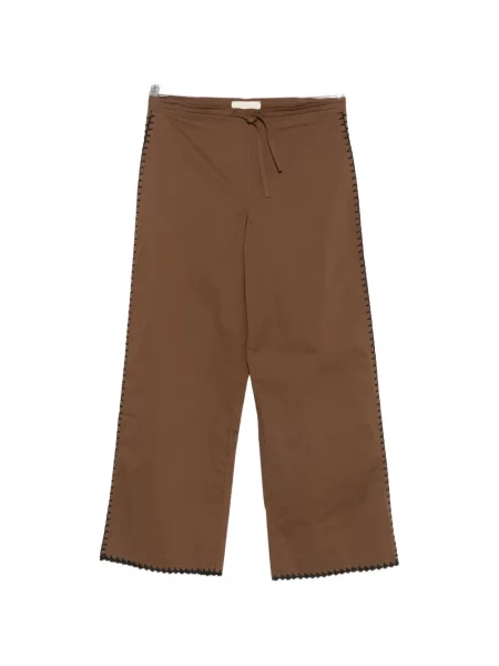 Pantaloni palazzo Terry Puesto din material terry maro