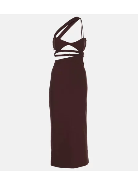 Rochie midi Nensi Dojaka de mătase până la genunchi de costum maro