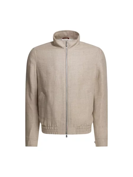 Kurtka bomber Brunello Cucinelli zamszowy beżowy