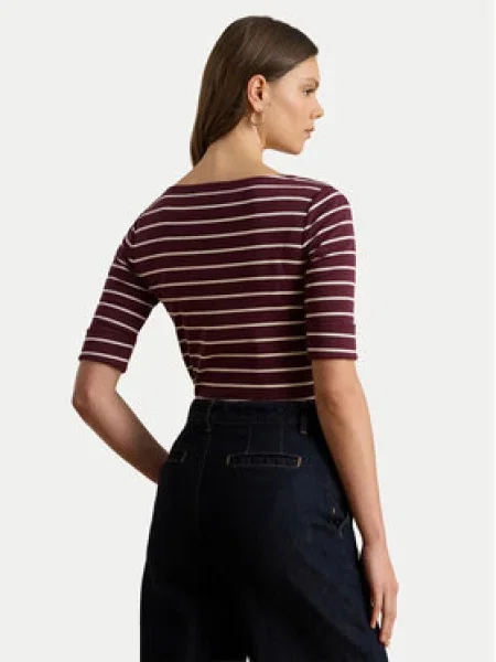 Lauren Ralph Lauren Tričko burgundská / biela hnedá