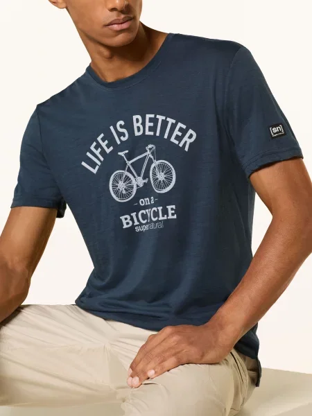 Super.Natural Tričko Better Bike S Příměsí Merino Vlny tmavě modrá