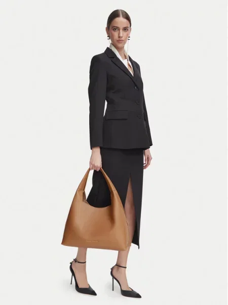 Shopperka Elisabetta Franchi skórzana beżowa
