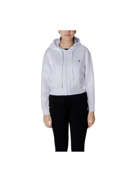 Bluza z kapturem Armani Exchange z kapturem o krotszym kroju biała