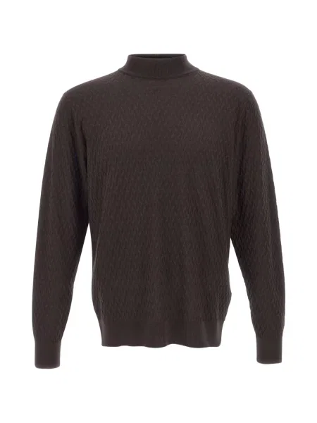 Pulover Filippo De Laurentiis cu model herringbone maro