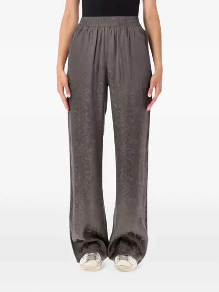 Pantaloni Golden Goose cu model floral din jacard gri