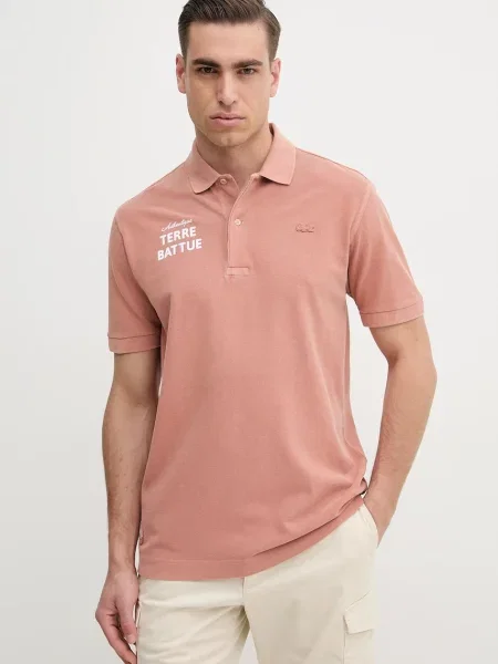 Polo majica Lacoste za muškarce s tiskom narančasta