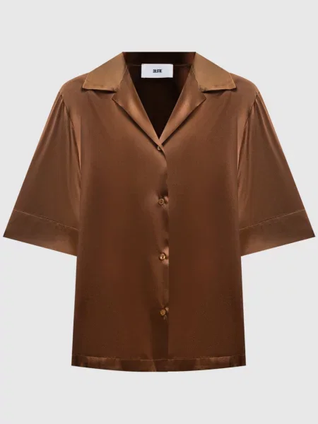 Блуза із шовку Solotre коричнева