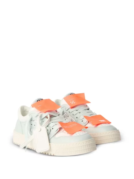 Sneakerși Off-white cu șireturi din piele alb