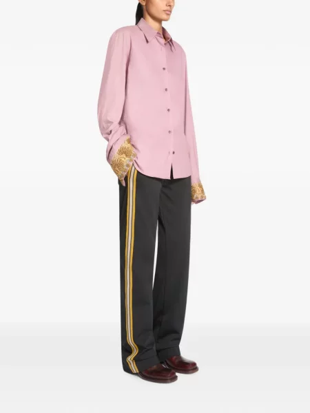 Риза Dries Van Noten бродирана поплин розово