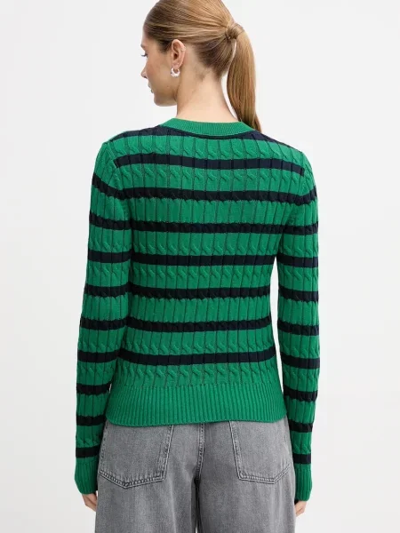 Sweter z dzianiny o kroju slim fit z czystej bawełny Tommy Hilfiger zielony