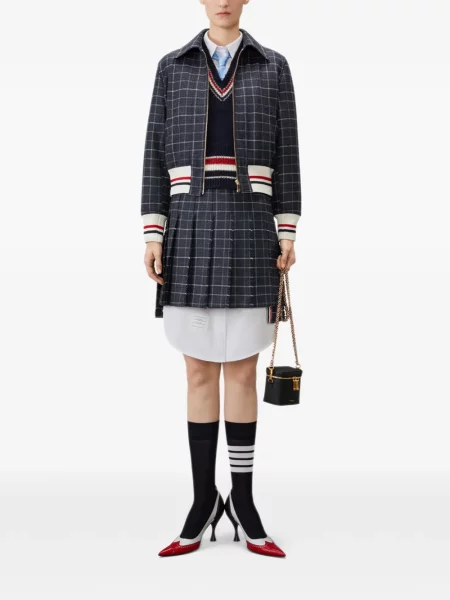 Geacă Thom Browne cu model pepito din tweed albastru