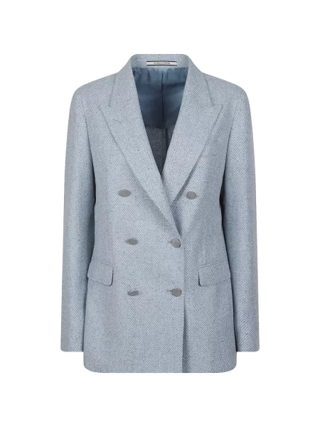 Sacou Tagliatore cu model herringbone cu două rânduri de nasturi albastru